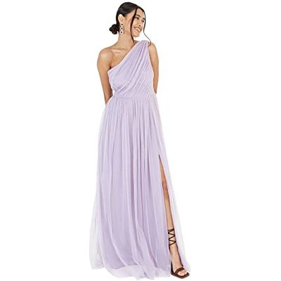 Anaya with Love Women's Womens Ladies Maxi One Cold Shoulder Slit Split Sleeveless Prom Wedding Guest Bridesmaid Dress, Dusty Lilac, 12 UK Anaya with Love Women's Womens Ladies Maxi One Cold Shoulder Slit Split Sleeveless Prom Wedding Guest Bridesmaid Dress, Dusty Lilac, 12 UK