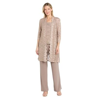 R&M Richards Women's 3 Pcs Casual Business Suit Pants Set, Champagne, 20 R&M Richards Women's 3 Pcs Casual Business Suit Pants Set, Champagne, 20