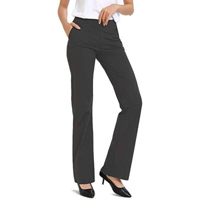 SAFORT 28" 30" 32" 34" Inseam Dress Bootcut Yoga Pants with Pockets High Waist Capri Pants Pull On Stretch Trousers for Work, Grey, L SAFORT 28" 30" 32" 34" Inseam Dress Bootcut Yoga Pants with Pockets High Waist Capri Pants Pull On Stretch Trousers for Work, Grey, L