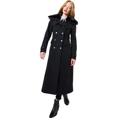 Joe Browns Female Classic Long Black Coat with Detachable Collar, Regular, Black, UK 8 Joe Browns Female Classic Long Black Coat with Detachable Collar, Regular, Black, UK 8