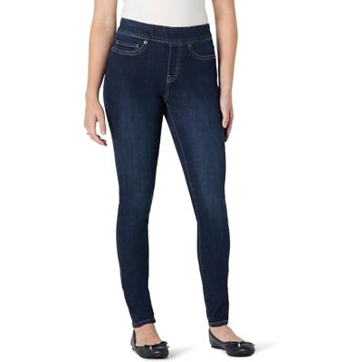 Amazon Essentials Women's Women's Stretch Denim Mid-Rise Pull-On Jegging, Dark Wash, 0 Amazon Essentials Women's Women's Stretch Denim Mid-Rise Pull-On Jegging, Dark Wash, 0