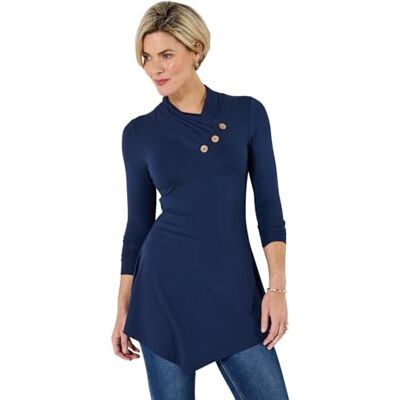 Joe Browns Women's Shawl Neck Asymmetric Long Sleeve Tunic Shirt, Midnight Navy, 18 Joe Browns Women's Shawl Neck Asymmetric Long Sleeve Tunic Shirt, Midnight Navy, 18