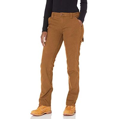 Dickies Women's Relaxed Straight Carpenter Pant, Rinsed Brown Duck, 12 Dickies Women's Relaxed Straight Carpenter Pant, Rinsed Brown Duck, 12
