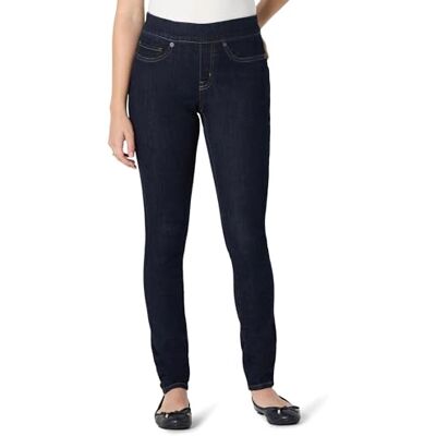 Amazon Essentials Women's Women's Stretch Denim Mid-Rise Pull-On Jegging, Rinse, 6 Long Amazon Essentials Women's Women's Stretch Denim Mid-Rise Pull-On Jegging, Rinse, 6 Long