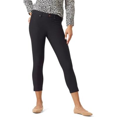 HUE Women's Ankle Slit Essential Denim Capri Hosiery, Black, Large HUE Women's Ankle Slit Essential Denim Capri Hosiery, Black, Large