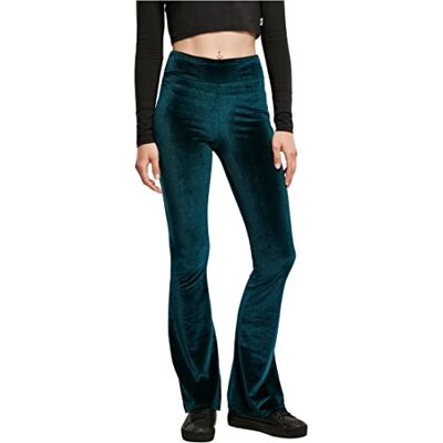 Urban Classics Women's Ladies High Waist Velvet Boot Cut Leggings, Teal, XS Urban Classics Women's Ladies High Waist Velvet Boot Cut Leggings, Teal, XS