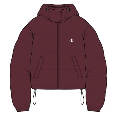 Calvin Klein Women’s Essential Mid Weight Puffer Jacket with Hood, Red (Tawny Port), XS Calvin Klein Women’s Essential Mid Weight Puffer Jacket with Hood, Red (Tawny Port), XS
