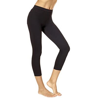 No Nonsense Women's Classic Denim Capri Legging with Pockets, Black, Large No Nonsense Women's Classic Denim Capri Legging with Pockets, Black, Large