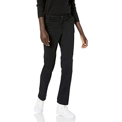 Amazon Essentials Women's Slim Fit, Straight leg Stretch Twill Chino Pant, Black, 10 Amazon Essentials Women's Slim Fit, Straight leg Stretch Twill Chino Pant, Black, 10