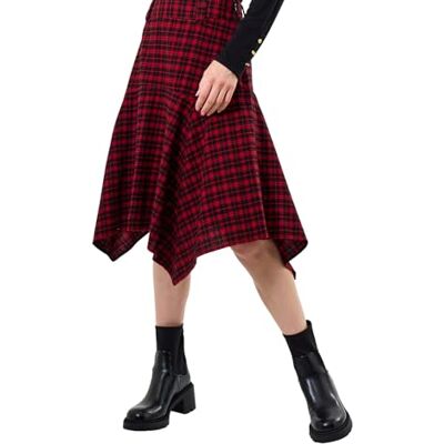 Joe Browns Women's Red Check Knee Length Skirt, Regular, Red, UK 12 Joe Browns Women's Red Check Knee Length Skirt, Regular, Red, UK 12