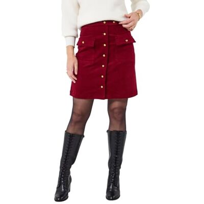 Joe Browns Women's Button Front Stretch Cord A-Line Skirt, Regular, Red, UK 16 Joe Browns Women's Button Front Stretch Cord A-Line Skirt, Regular, Red, UK 16