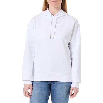 Calvin Klein Women’s Monogram Terry Hoodie with Logo, White (Brilliant White), S Calvin Klein Women’s Monogram Terry Hoodie with Logo, White (Brilliant White), S