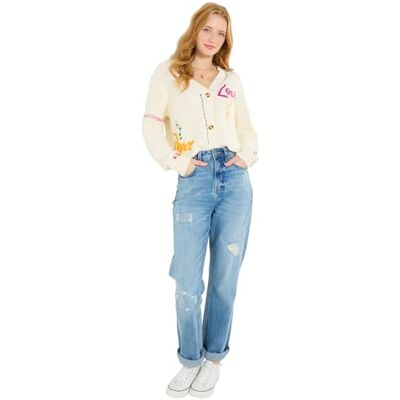 Joe Browns Women's Oversized Embroidered Cable Knit Cardigan, Oversized, Cream, UK 24 Joe Browns Women's Oversized Embroidered Cable Knit Cardigan, Oversized, Cream, UK 24