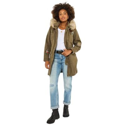 Joe Browns Women's Badged And Embroidered Parka, Regular, Green, UK 14 Joe Browns Women's Badged And Embroidered Parka, Regular, Green, UK 14
