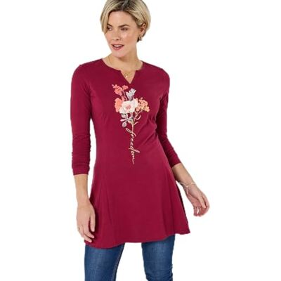 Joe Browns Women's Floral Print Jersey Tunic, Regular, Berry, UK 8 Joe Browns Women's Floral Print Jersey Tunic, Regular, Berry, UK 8