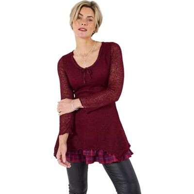 Joe Browns Women's Handkerchief Hem Flared Sleeve Tie Neck Tunic Top, Regular, Red, UK 16 Joe Browns Women's Handkerchief Hem Flared Sleeve Tie Neck Tunic Top, Regular, Red, UK 16