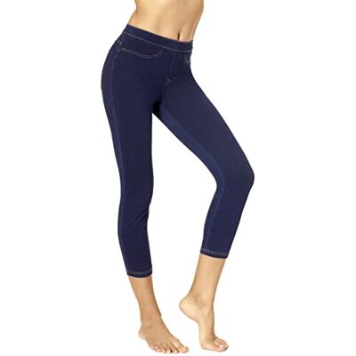 No Nonsense Women's Classic Capri Leggings with Pockets, Dark Denim, XL No Nonsense Women's Classic Capri Leggings with Pockets, Dark Denim, XL