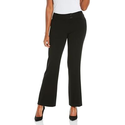 Rafaella Women's Petite Curvy Fit Gabardine Bootcut Dress Pants with Pockets, Soft Stretch Work Slacks, 27" & 30" Inseams, Black, 12 Petite Rafaella Women's Petite Curvy Fit Gabardine Bootcut Dress Pants with Pockets, Soft Stretch Work Slacks, 27" & 30" Inseams, Black, 12 Petite