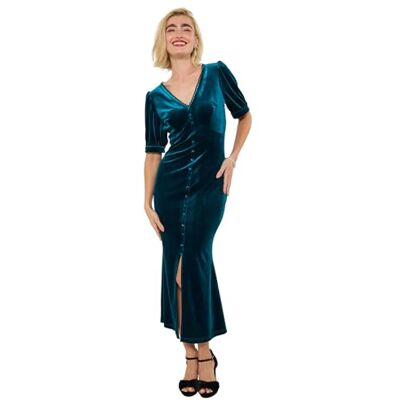 Joe Browns Women's V Neck Stretchy Velour Dress, Turquoise, 12 Joe Browns Women's V Neck Stretchy Velour Dress, Turquoise, 12