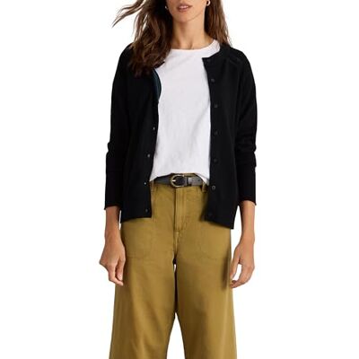 White Stuff Ladies Lulu Cardigan Casual Long Sleeve Button Detail Sweater Pure Black Size 20 White Stuff Ladies Lulu Cardigan Casual Long Sleeve Button Detail Sweater Pure Black Size 20