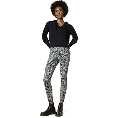 HUE Women's High Rise Denim Legging, Grey Baby Leopard, M HUE Women's High Rise Denim Legging, Grey Baby Leopard, M