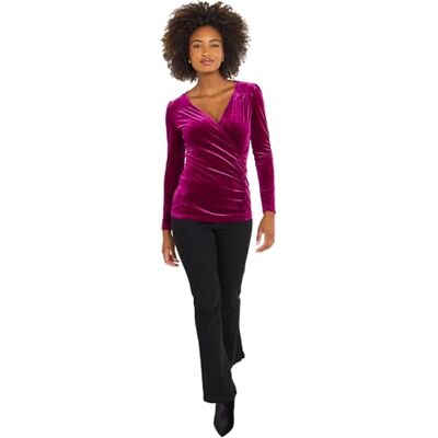 Joe Browns Women's Mock Wrap Velour Top Blouse, Green, 16 Joe Browns Women's Mock Wrap Velour Top Blouse, Green, 16