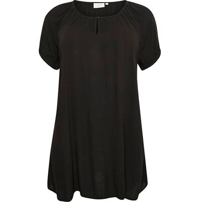 Kaffe Curve Plus-Size Women's Tunic Short Sleeves Round Neck Relaxed Fit, Black Deep, 20 Plus Kaffe Curve Plus-Size Women's Tunic Short Sleeves Round Neck Relaxed Fit, Black Deep, 20 Plus