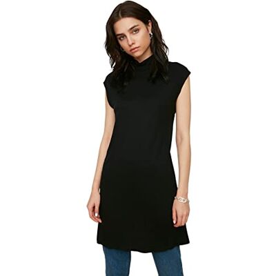 Trendyol Women Modest Fitted Basic Turtleneck Knit Modest Tunics Black Trendyol Women Modest Fitted Basic Turtleneck Knit Modest Tunics Black