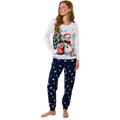 Joe Browns Women's Snowman Festive Pyjama Set, Regular, Blue, UK L Joe Browns Women's Snowman Festive Pyjama Set, Regular, Blue, UK L