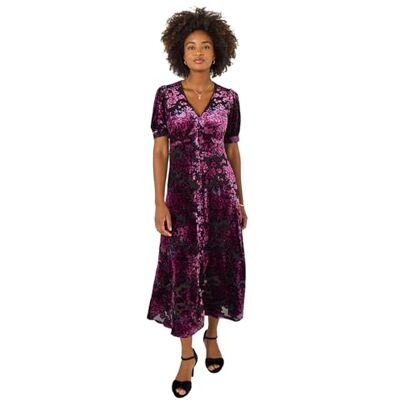 Joe Browns Women's Floral Devore Dress, Regular, Purple, UK 12 Joe Browns Women's Floral Devore Dress, Regular, Purple, UK 12
