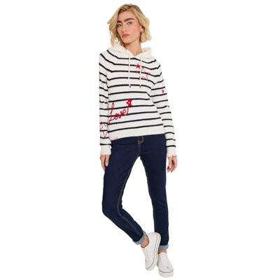 Joe Browns Women's Stripe Knitted Embroidered Hoody, Regular, Cream, UK 12 Joe Browns Women's Stripe Knitted Embroidered Hoody, Regular, Cream, UK 12