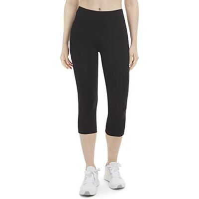 Zone Women's Cotton Stretch Crop Legging with Pocket, Deep Black, S Zone Women's Cotton Stretch Crop Legging with Pocket, Deep Black, S