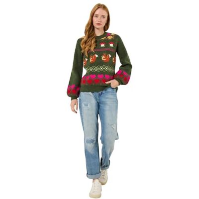 Joe Browns Women's Woodland Jacquard Jumper Pullover Sweater, Green, 18 Joe Browns Women's Woodland Jacquard Jumper Pullover Sweater, Green, 18