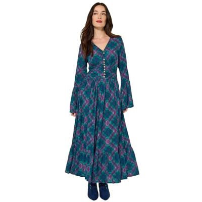Joe Browns Women's Autumn Check Print Maxi Dress, Regular, Green, UK 6 Joe Browns Women's Autumn Check Print Maxi Dress, Regular, Green, UK 6