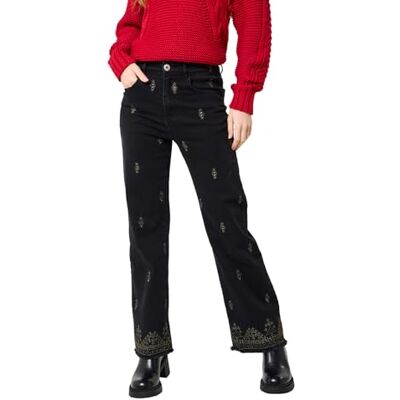 Joe Browns Women's Gold Embroidery Straight Leg Jeans, Black/White, 16 Joe Browns Women's Gold Embroidery Straight Leg Jeans, Black/White, 16