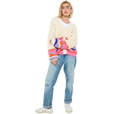 Joe Browns Women's V Neck Floral Cardigan, Regular, Beige, UK S/M Joe Browns Women's V Neck Floral Cardigan, Regular, Beige, UK S/M
