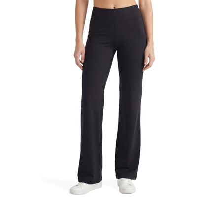 No Nonsense Women's Flared Leggings & Lounge Pants, Stay-in-Place Wide Waistband, Cotton Blend, No Show Coverage Yoga, Black, S No Nonsense Women's Flared Leggings & Lounge Pants, Stay-in-Place Wide Waistband, Cotton Blend, No Show Coverage Yoga, Black, S