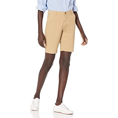 Amazon Essentials Women's Mid-Rise Slim-Fit 10" (25 cm) Inseam Bermuda Chino Shorts, Khaki Brown, 16 Amazon Essentials Women's Mid-Rise Slim-Fit 10" (25 cm) Inseam Bermuda Chino Shorts, Khaki Brown, 16