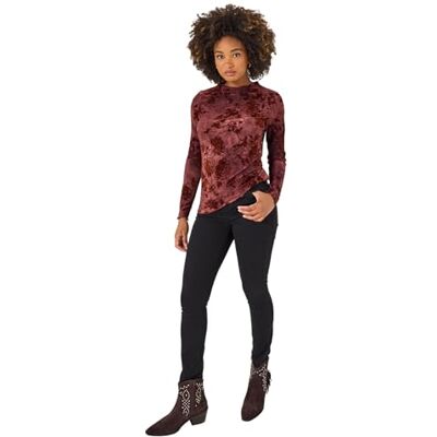 Joe Browns Women's Autumnal Flocked Floral Slim Fit Top Blouse, Berry, 18 Joe Browns Women's Autumnal Flocked Floral Slim Fit Top Blouse, Berry, 18