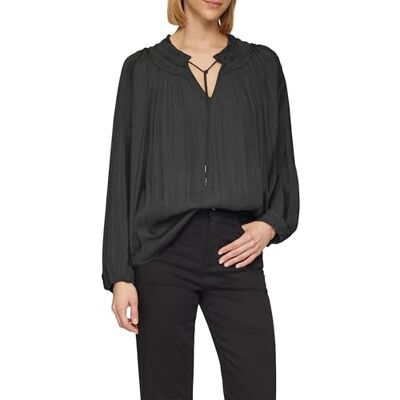 s.Oliver BLACK LABEL Tunic Blouse with Ruffle Detail, Black, 16 s.Oliver BLACK LABEL Tunic Blouse with Ruffle Detail, Black, 16