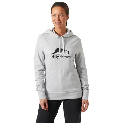Helly Hansen Women's W Nord Graphic Pullover Hoodie, Grey Melange 2.0, XS Helly Hansen Women's W Nord Graphic Pullover Hoodie, Grey Melange 2.0, XS