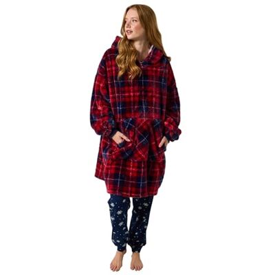 Joe Browns Women's Winter Check Longline Hoodie Hooded Sweatshirt, Red, M Joe Browns Women's Winter Check Longline Hoodie Hooded Sweatshirt, Red, M