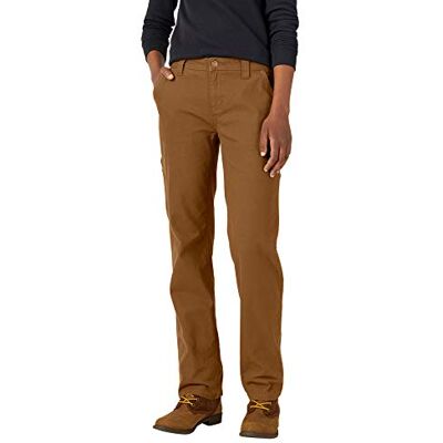 Dickies Women's Relaxed Straight Carpenter Pant, Rinsed Brown Duck, 14 Dickies Women's Relaxed Straight Carpenter Pant, Rinsed Brown Duck, 14