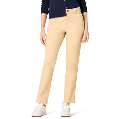 Amazon Essentials Women's High-Rise, Slim Fit, Full-Length, Straight-Leg Chino Trousers, Tan, 16 Amazon Essentials Women's High-Rise, Slim Fit, Full-Length, Straight-Leg Chino Trousers, Tan, 16