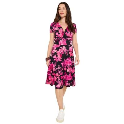Joe Browns Women's Winter Floral Wrap Front Knee-Length Jersey Dress, Regular, Pink, UK 10 Joe Browns Women's Winter Floral Wrap Front Knee-Length Jersey Dress, Regular, Pink, UK 10