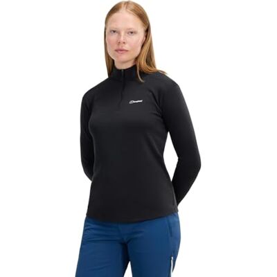 Berghaus Women's Ivyhill Half Zipped Long Sleeve T-Shirt, Black/Black, 14 Berghaus Women's Ivyhill Half Zipped Long Sleeve T-Shirt, Black/Black, 14