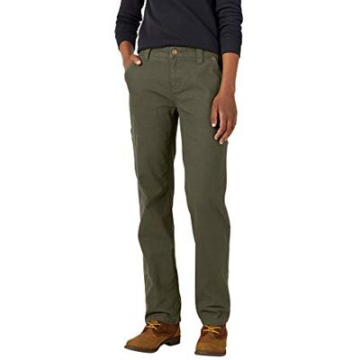 Dickies Women's Relaxed Straight Carpenter Duck Pant Work Utility, Rinsed Moss Green, 2 Dickies Women's Relaxed Straight Carpenter Duck Pant Work Utility, Rinsed Moss Green, 2