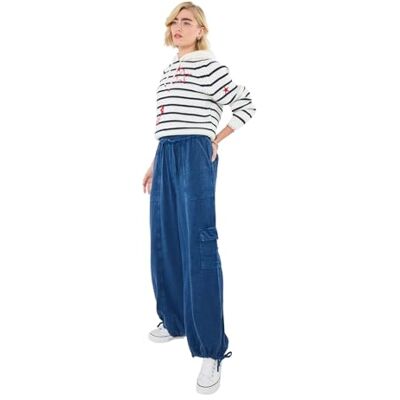 Joe Browns Women's Drawstring Waist Wide Leg Trousers, Regular, Navy, UK 18 Joe Browns Women's Drawstring Waist Wide Leg Trousers, Regular, Navy, UK 18