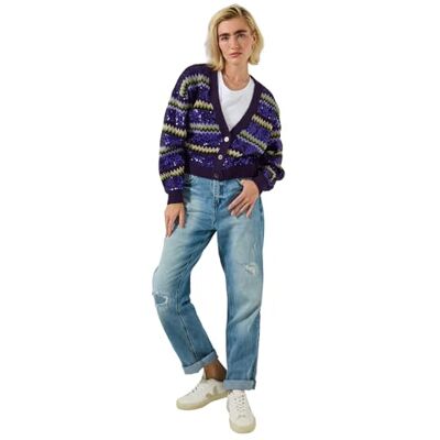 Joe Browns Women's Sequin Oversized Cardigan, Regular, Purple, UK 16 Joe Browns Women's Sequin Oversized Cardigan, Regular, Purple, UK 16