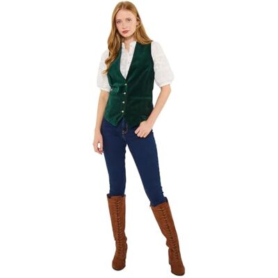 Joe Browns Women's Button Fastened Velvet Waistcoat, Green, 14 Joe Browns Women's Button Fastened Velvet Waistcoat, Green, 14